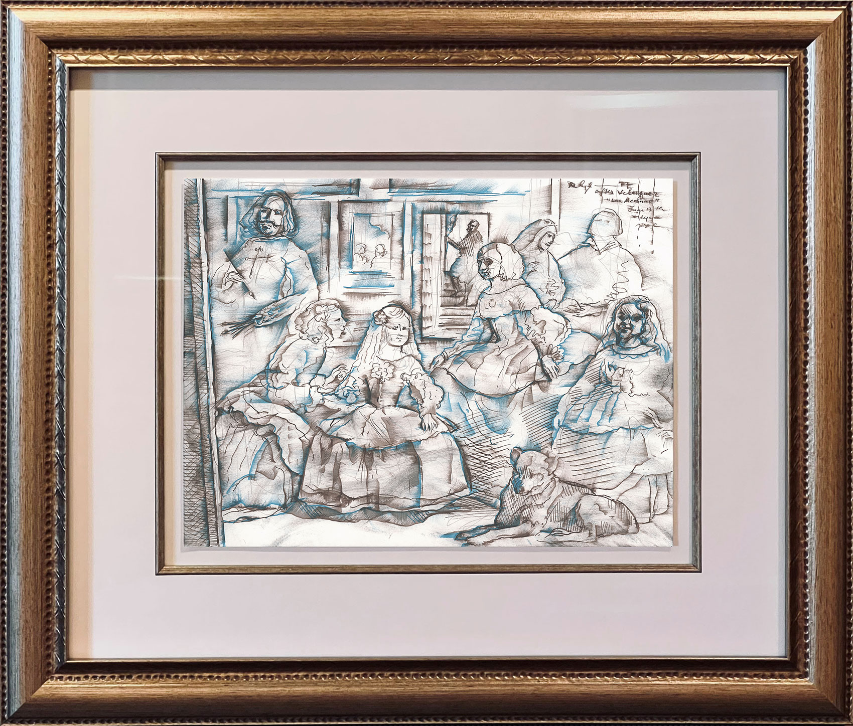 7439_Framed Drawing Las Meninas, after Velázquez - Scene By Rhys